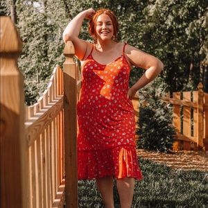 Red Floral Knit Dress